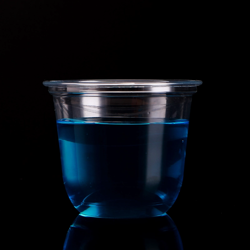 axapack u shape PET drinking cup 4 cups  two with juice with blue water