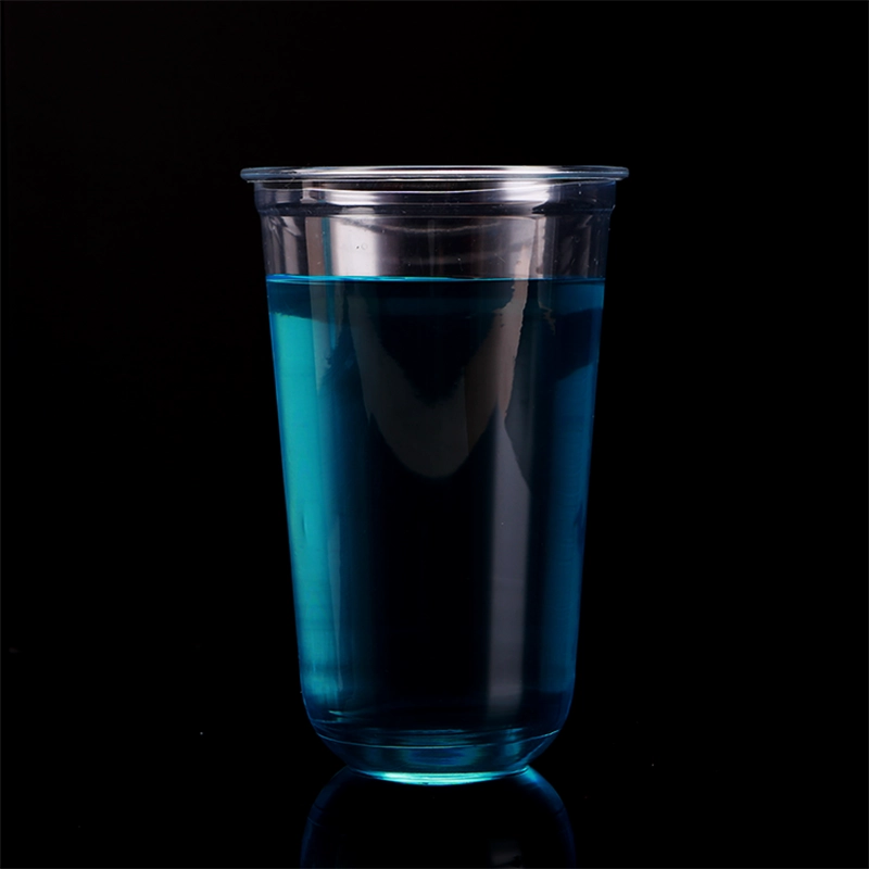 axapack u shape PET drinking cup 4 cups  two with juice with blue water big cups