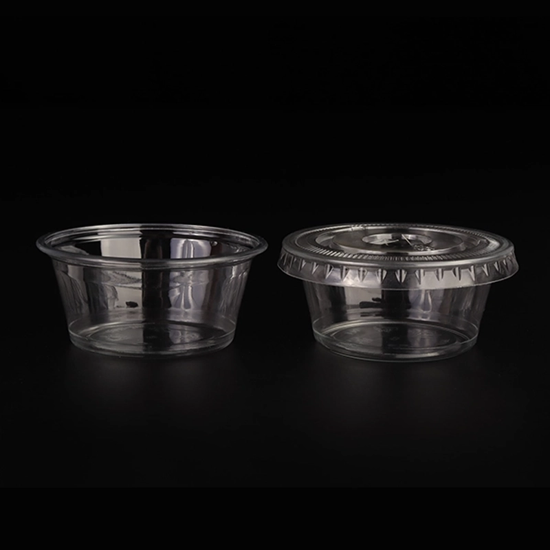sauce cup with flat lid and empty one 4oz 74